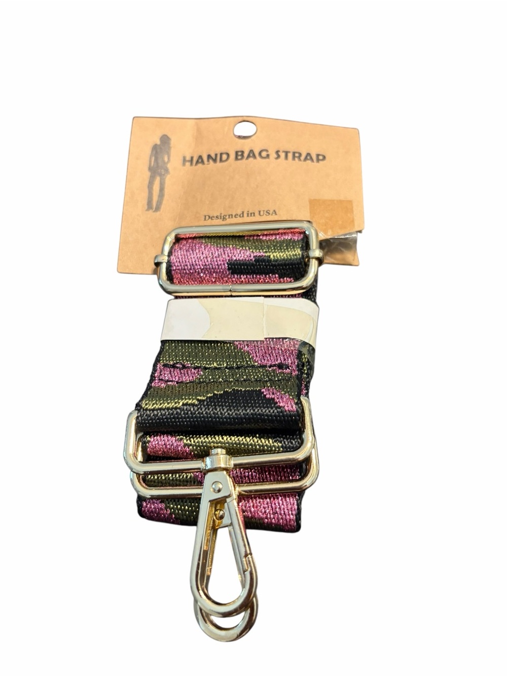 Hand Bag Strap - Pink & Olive Green Adjustable Webbing